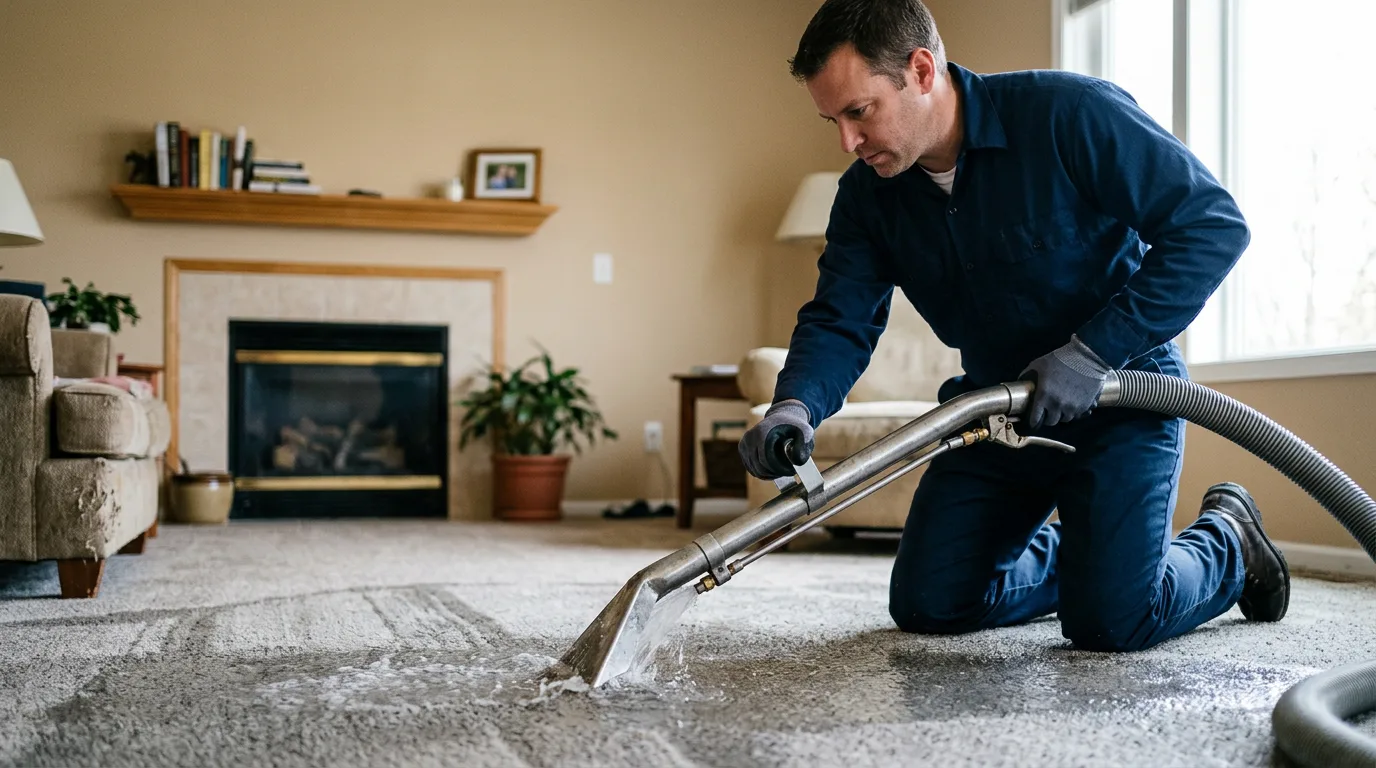 Water damage restoration technician working near Hampden, ME